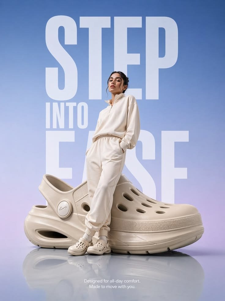 Step Into Ease footwear campaign poster