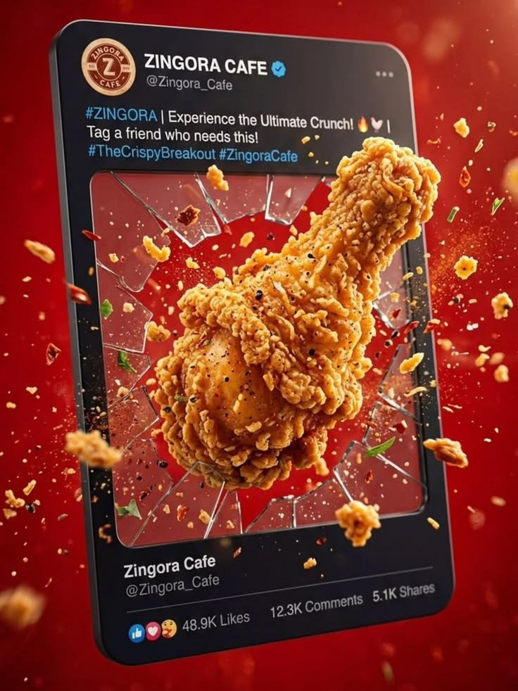 Cafe social media post mocked up in a phone interface